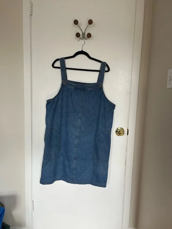 US 16 Denim Pinafore Dress in Classic Blue denim - Picture 1 of 5